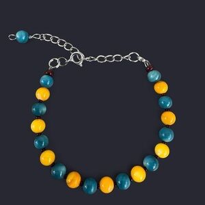 Blue & Yellow Shell Beads Adjustable Bracelet